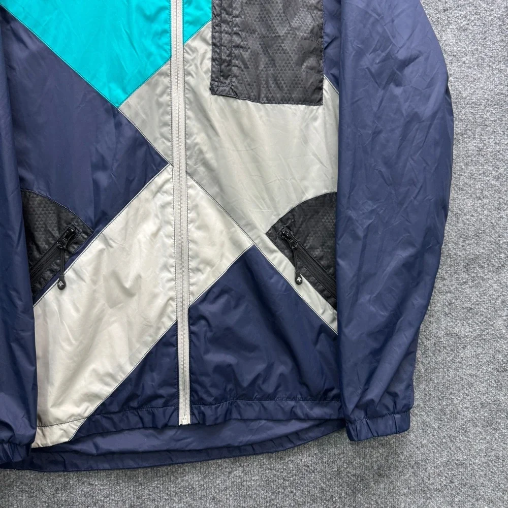 LRG Lifted Research Group Windbreaker Jacket Men XL Teal Navy Blue Outdoor